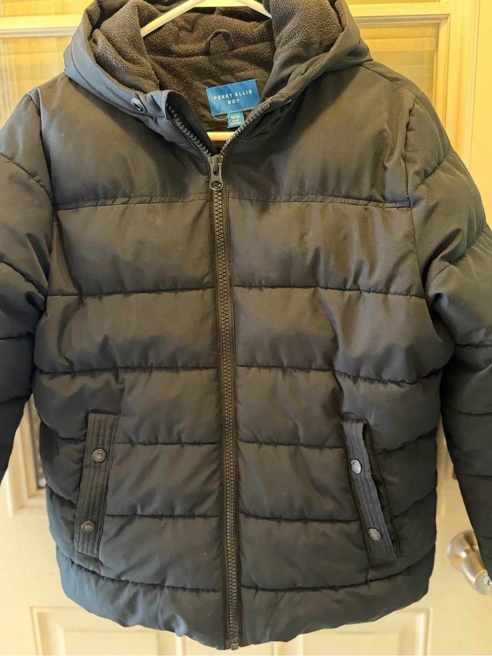 Perry Ellis Boys' Black Puffer Jacket with Hood size 14/16